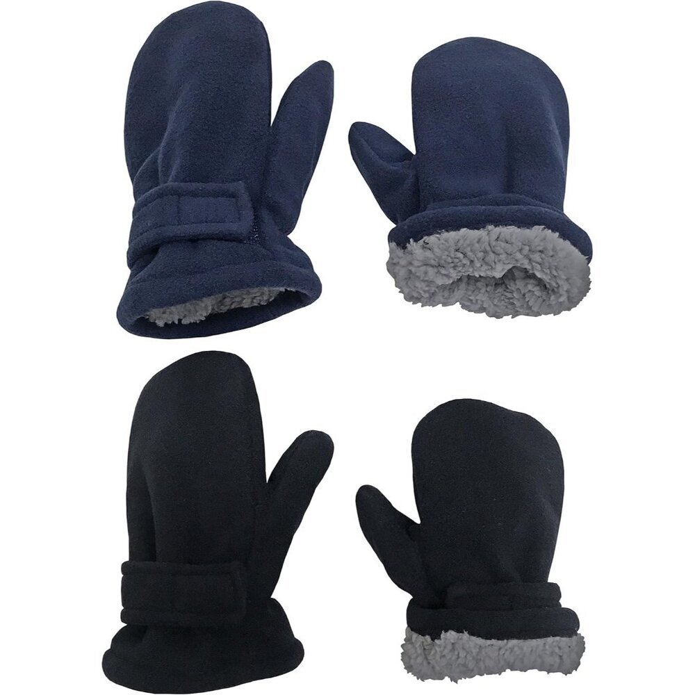 Baby Toddler Mittens Kids 2 Pairs Fleece Gloves Winter Warm Sherpa Lined